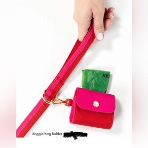 NEW Kate Spade Dog Leash & Doggie Bag Holder Red and Pink NET